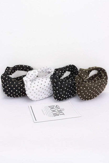 Satin Metal Studded Hobo Bag - LLR Chic