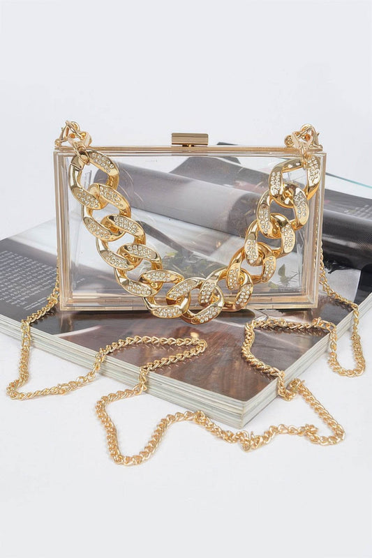 Transparent Hard Case W/stoned Chain - LLR Chic