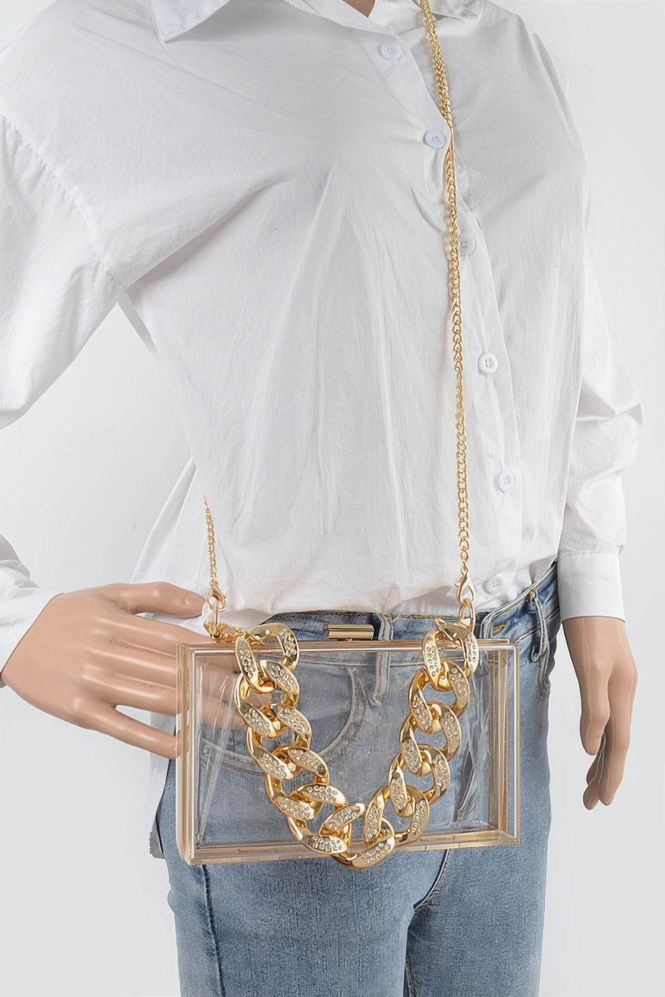 Transparent Hard Case W/stoned Chain - LLR Chic
