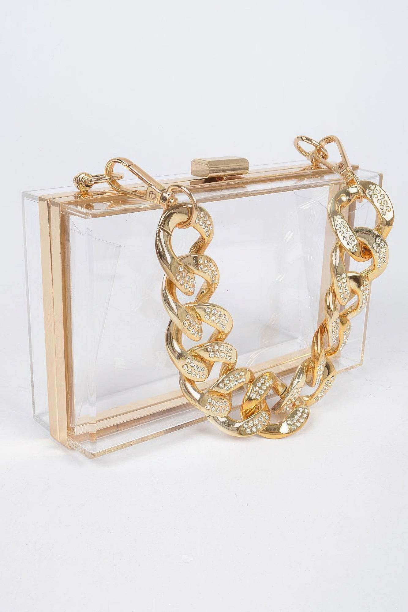 Transparent Hard Case W/stoned Chain - LLR Chic