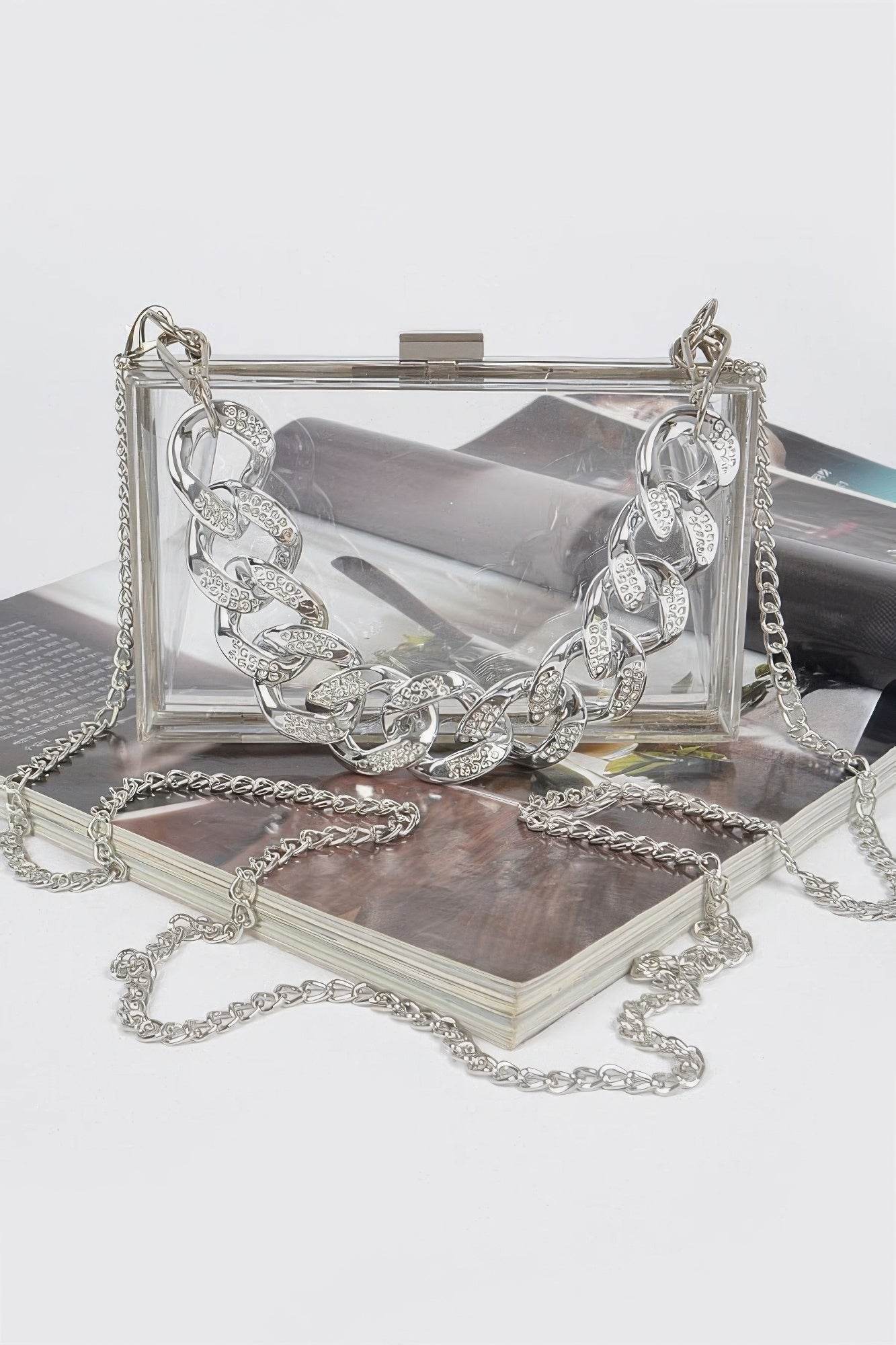 Transparent Hard Case W/stoned Chain - LLR Chic