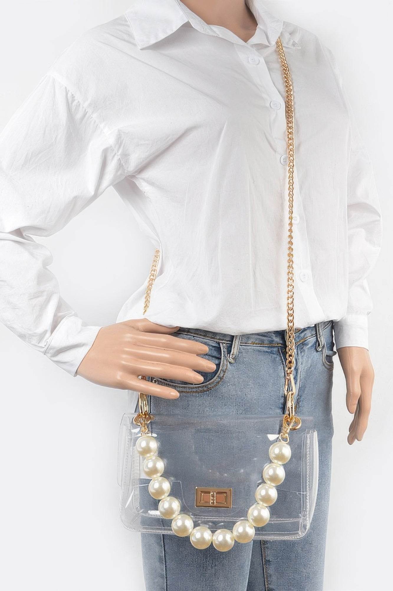 Transparent Cross Body Bag W Clear Chain - LLR Chic