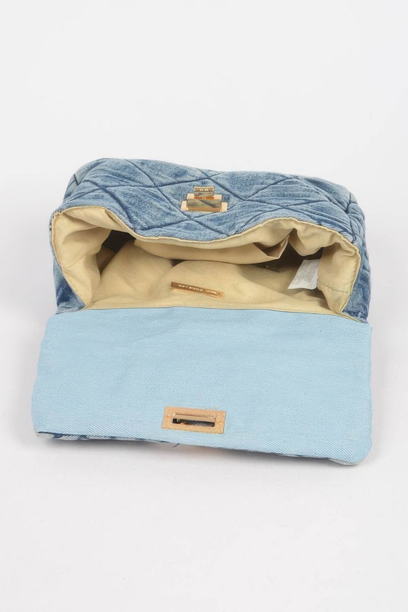 Quilted Washed Denim Flap Clutch - LLR Chic
