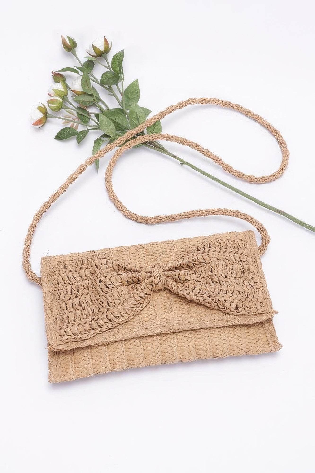 Faux Straw Handmade Ribbon Flap Clutch - LLR Chic