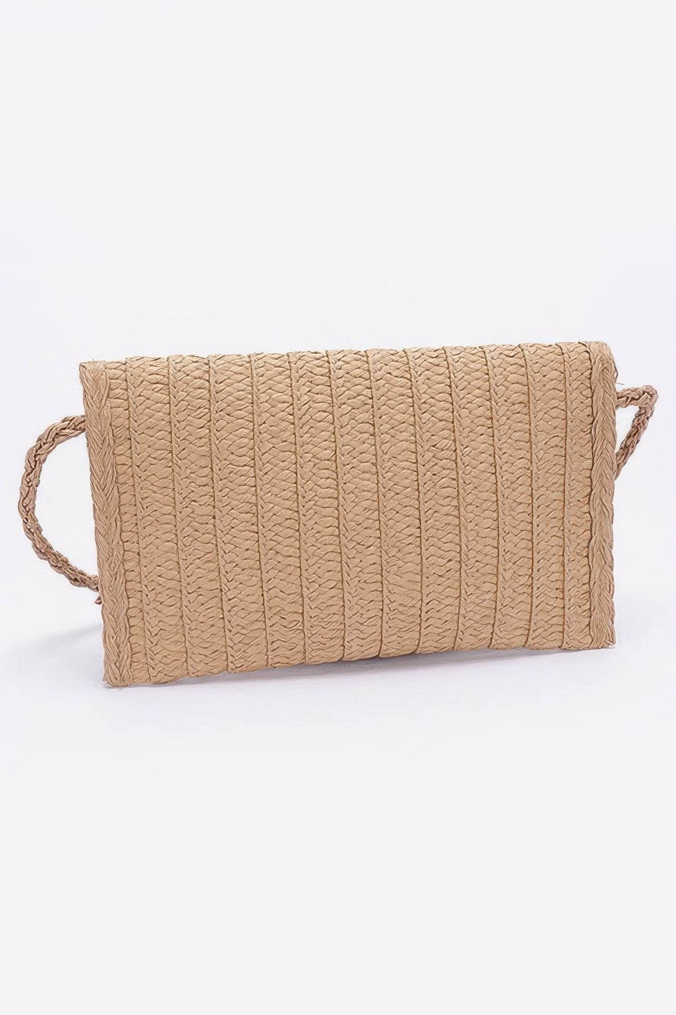 Faux Straw Handmade Ribbon Flap Clutch - LLR Chic