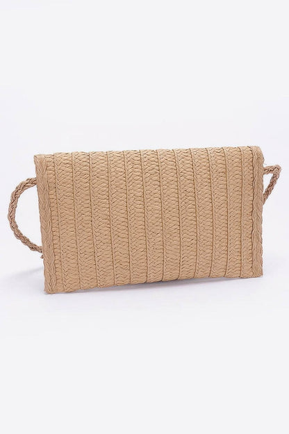 Faux Straw Handmade Ribbon Flap Clutch - LLR Chic