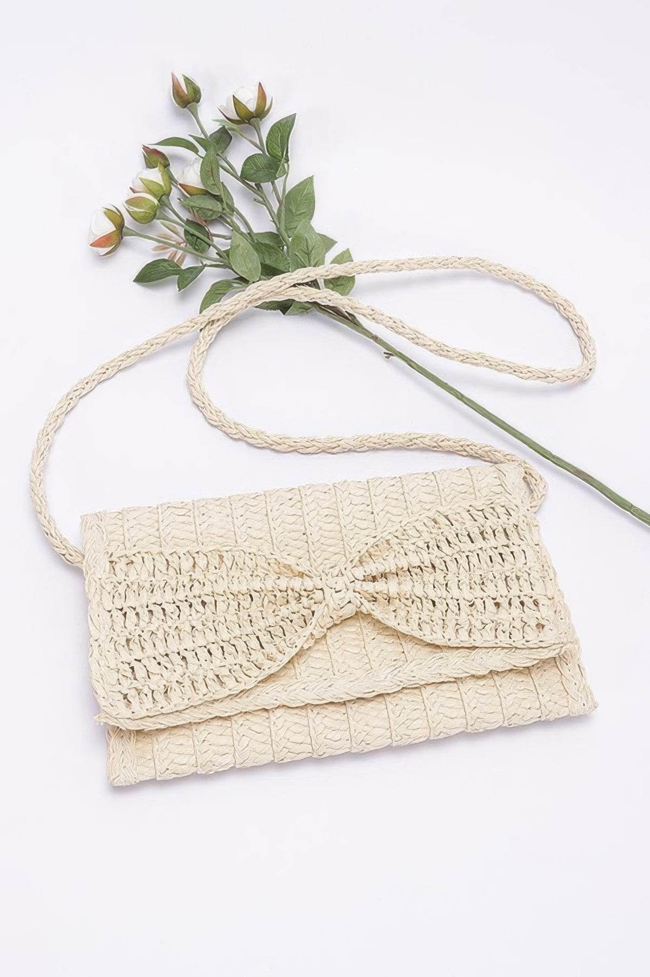 Faux Straw Handmade Ribbon Flap Clutch - LLR Chic