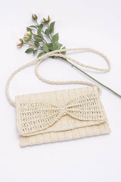 Faux Straw Handmade Ribbon Flap Clutch - LLR Chic