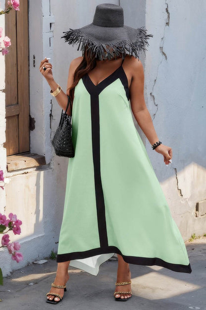 Plus Color block Spaghetti Strap A Line Dress - LLR Chic