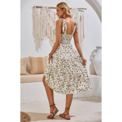 Square Neck Leopard Cut Out Elastic Waist Dress - LLR Chic