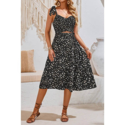 Square Neck Leopard Cut Out Elastic Waist Dress - LLR Chic