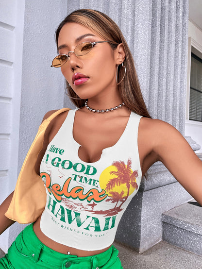 Palm Tree Slogan Graphic Tank Top