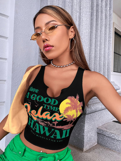 Palm Tree Slogan Graphic Tank Top