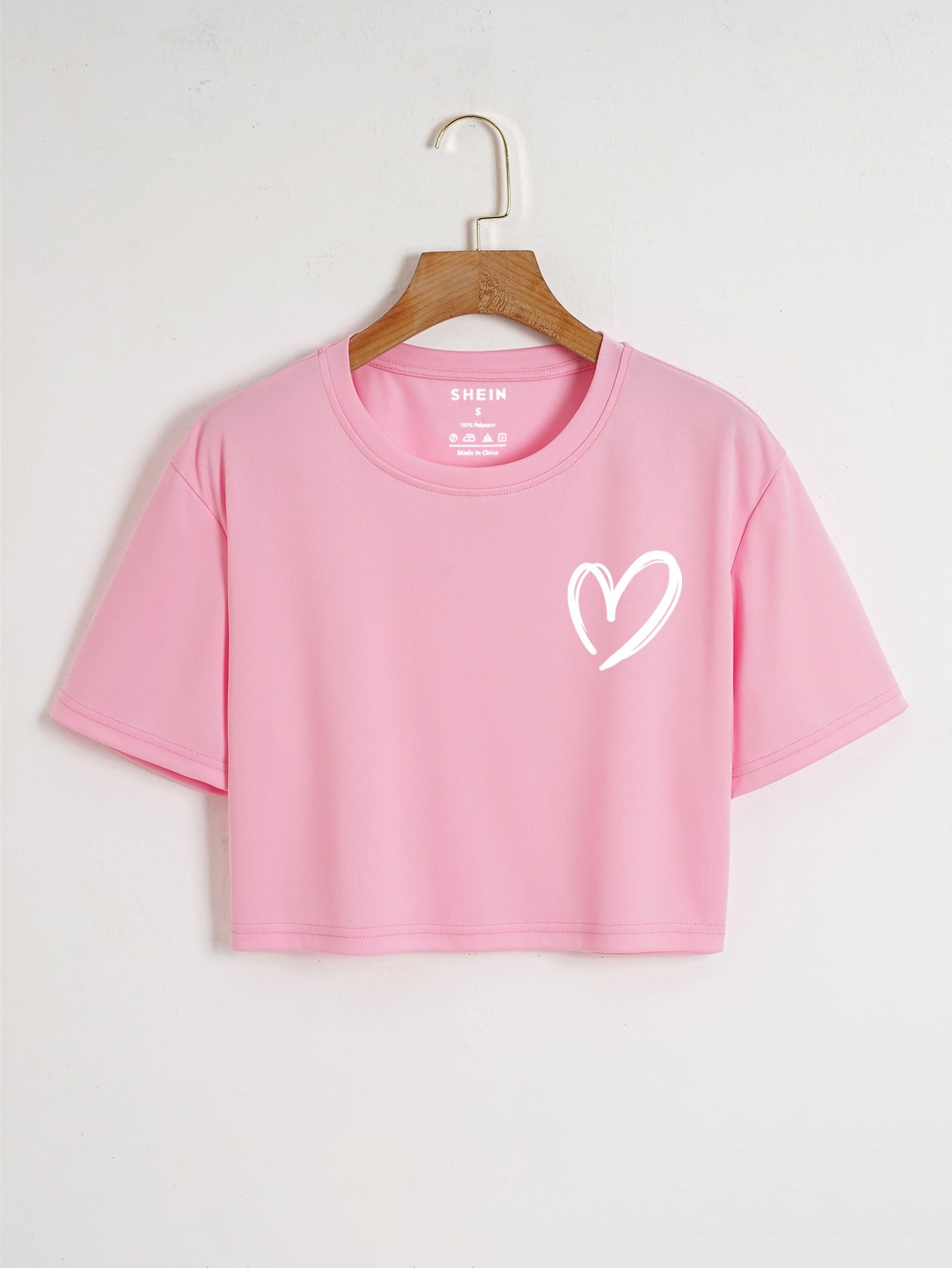 Heart Print Crop Tee