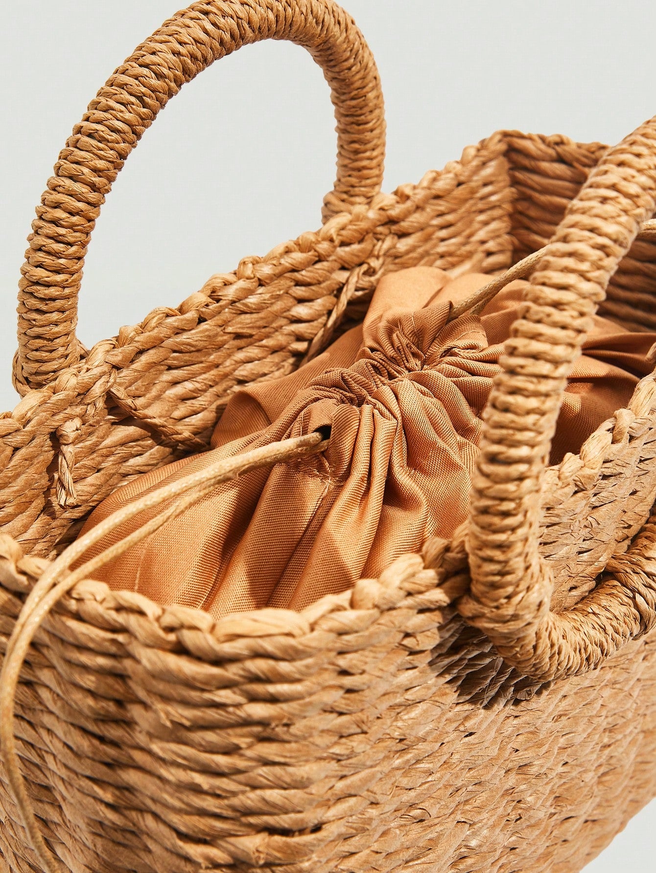 Small Straw Minimalist Braided Detail Handle Bag