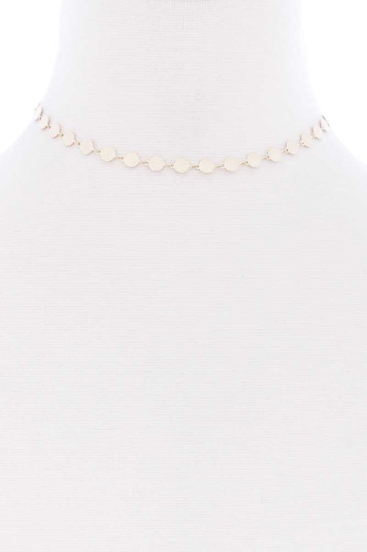 Metal Round Chain Short Necklace