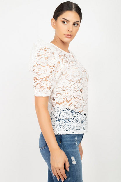 Puff Sleeve Round Neck Top