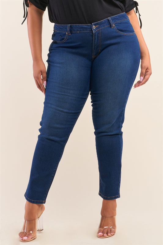 Plus Size Low-mid Rise Straight Cut Denim Pants