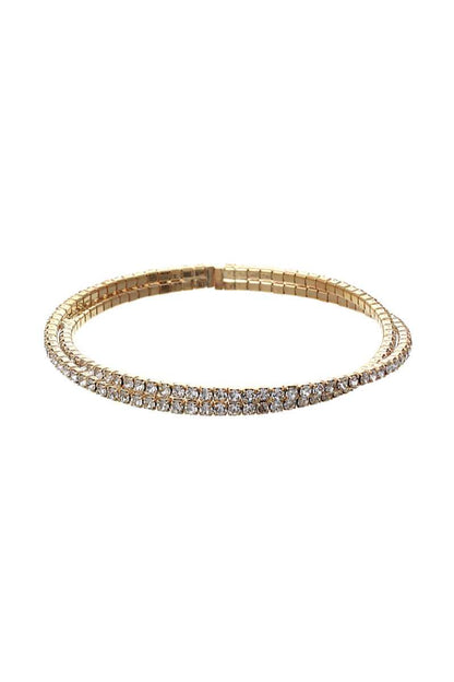 Paved Lined Rhinestone Cuff Bracelet