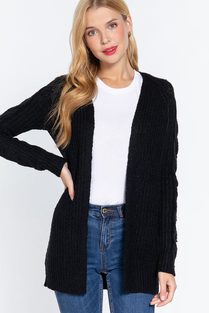 Long Slv Open Front Sweater Cardigan