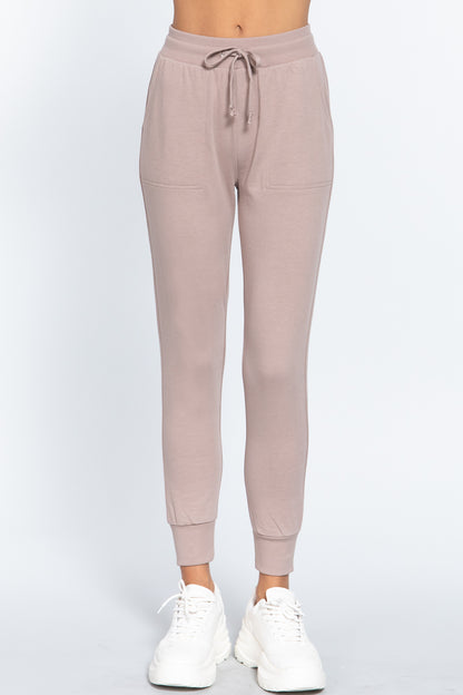 Waist Band Long Sweatpants With Pockets