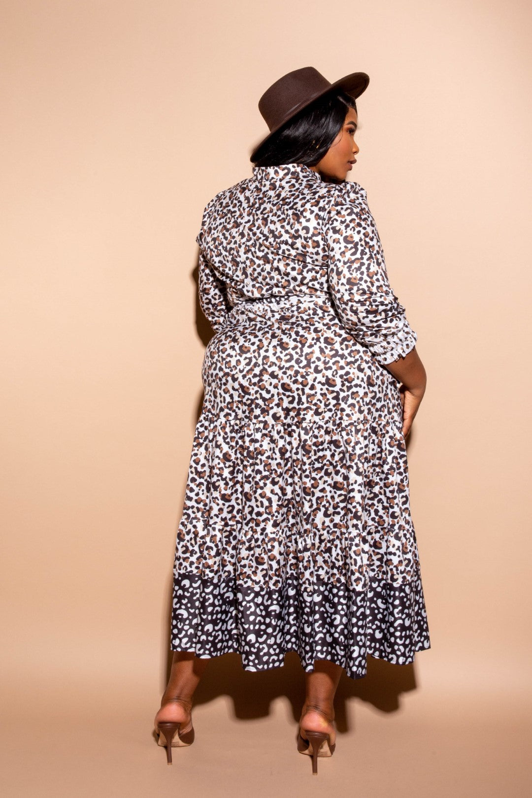 Contrast Animal Print Shirt Dress