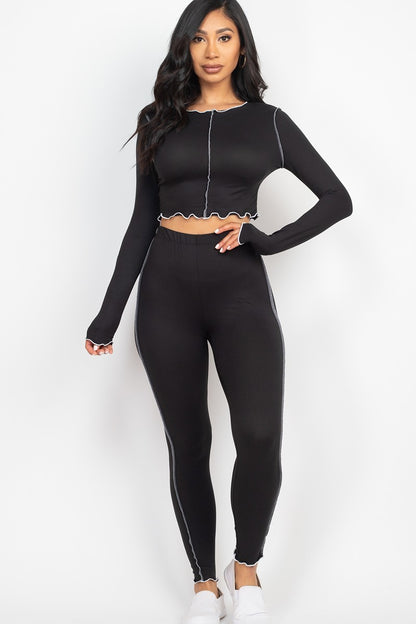 Lettuce Edge Crop Top & Leggings Set