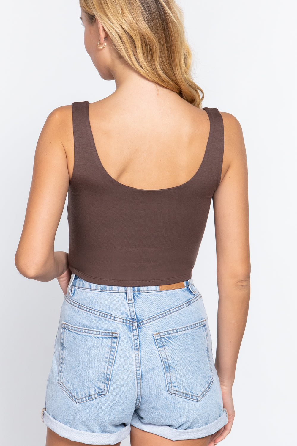 Scoop Neck 2 Ply Crop Tank Top