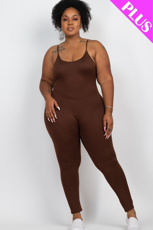 Plus Size Solid Bodycon Cami Jumpsuit