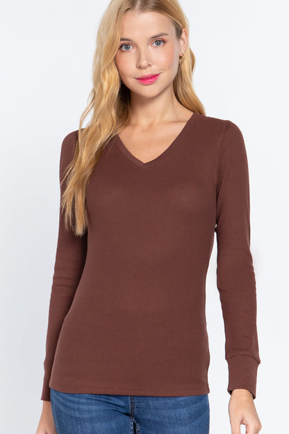 Long Slv V-neck Thermal Top