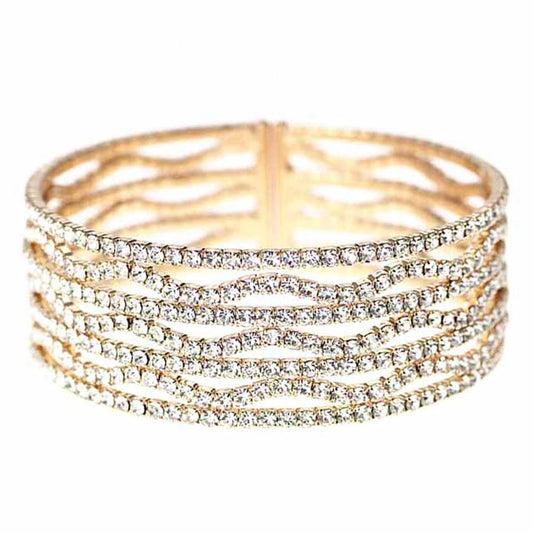 Wavy Rhinestone Cuff Bracelet